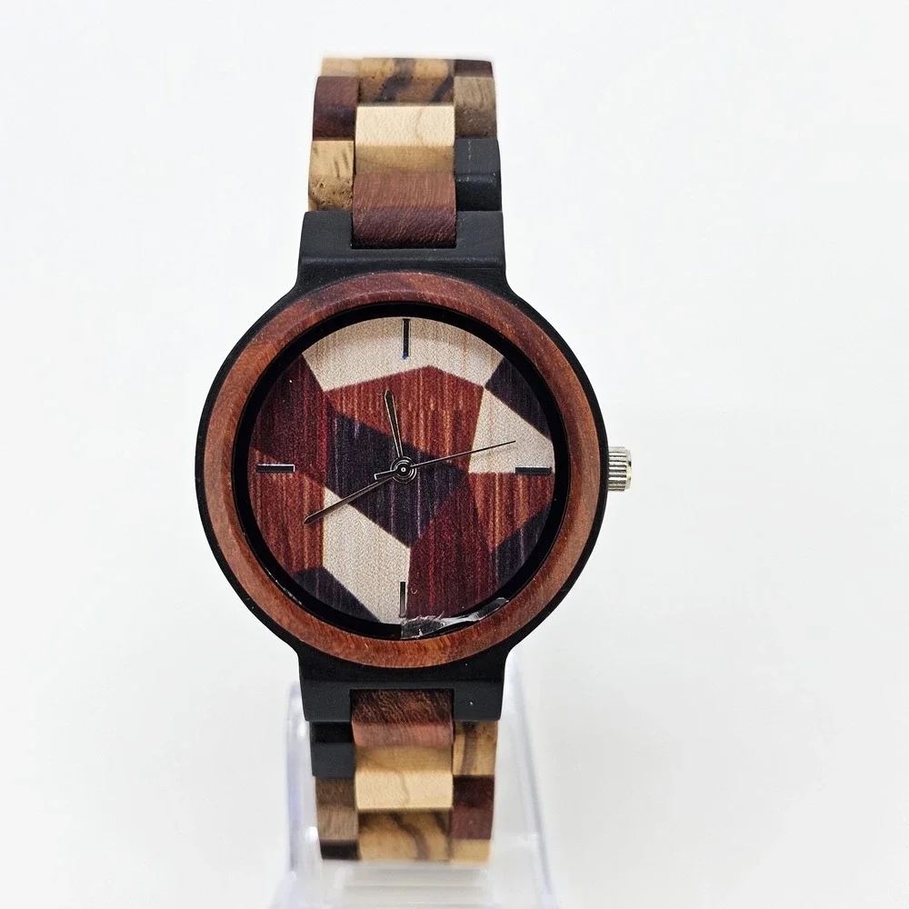 Men's Analog Wood Watch 40MM Multicolor Dial Bracelet Band 7